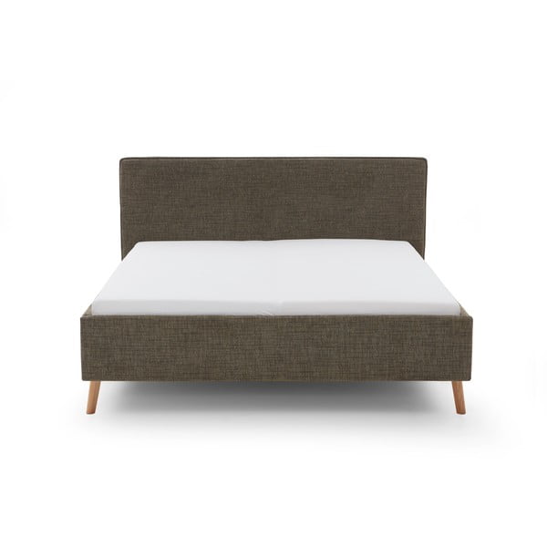 Tamsiai žalios spalvos dvigulė lova audiniu dengta su sandėliavimo vieta su lovos grotelėmis 180x200 cm Riva – Meise Möbel-image-4