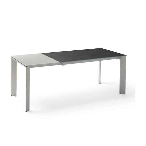 Pilkos ir juodos spalvos sulankstomas valgomojo stalas "Lisa", ilgis 140/200 cm