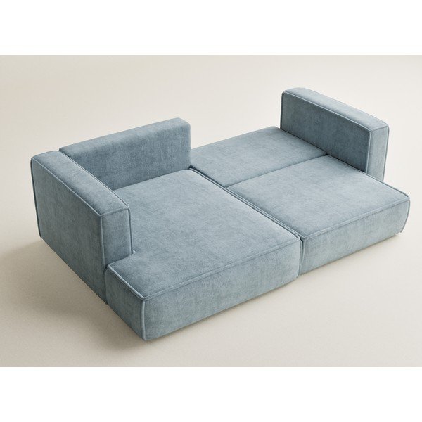 Šviesiai mėlynos spalvos sulankstoma/su sandėliavimo vieta kampinė sofa iš šenilinio audinio (su kairiuoju kampu/su gultu) Velto – Maison de Rêve-image-3