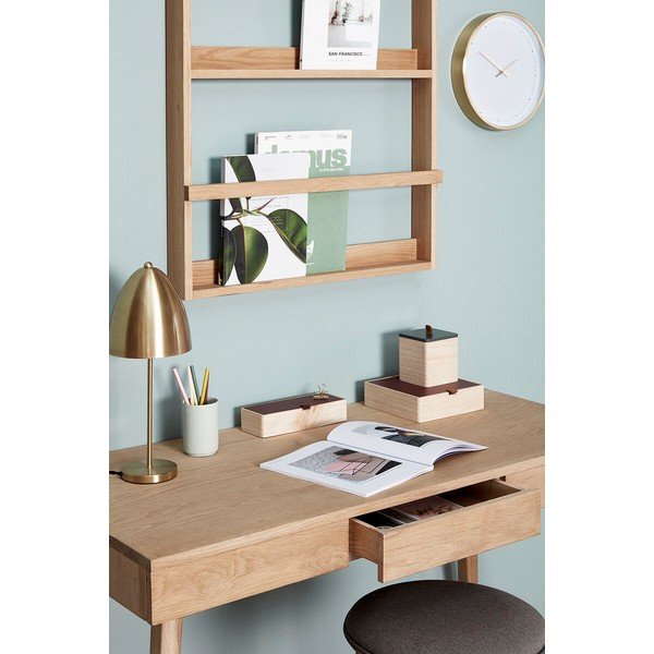 Natūralios spalvos iš ąžuolo masyvo kelių aukštų/paveikslėliams sieninė lentyna 74 cm Display – Hübsch-image-1