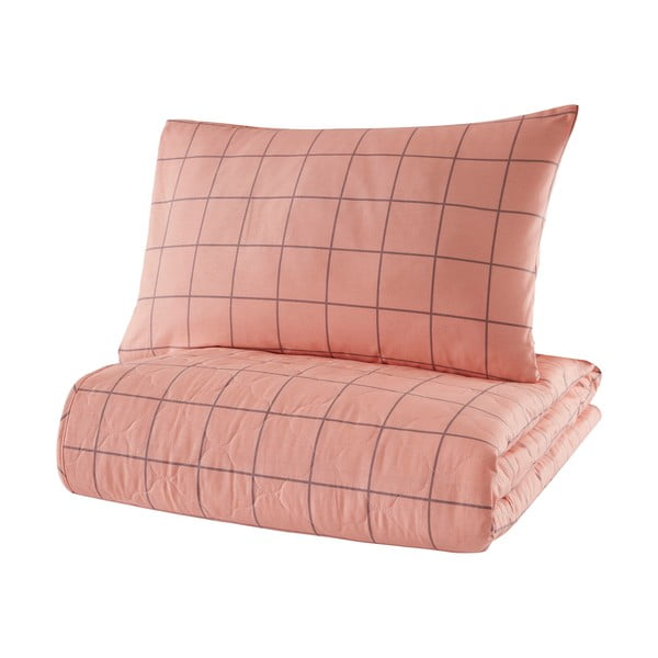 Rožinė medvilninė lovatiesė su pagalvės užvalkalu Mijolnir Piga, 180 x 225 cm