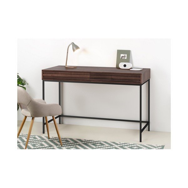 Rašomasis stalas su riešutmedžio dekoro stalviršiu 50x120 cm Celine – Støraa-image-4
