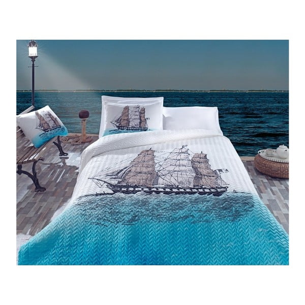 Dvigulė lovos užvalkalas su pagalvių užvalkalais ir paklode "Ship", 220 x 230 cm