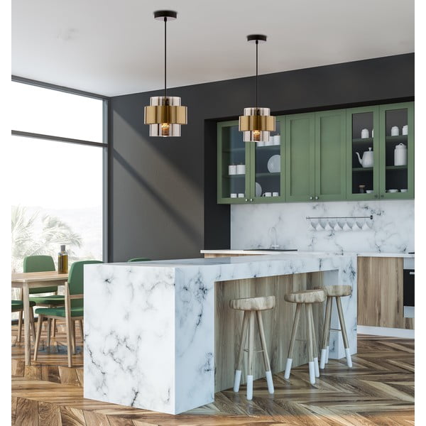 Juodos spalvos kabantis šviestuvas ø 18 cm su stiklo gaubtu Spiega – Candellux Lighting-image-1