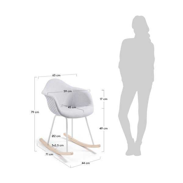 Šviesiai pilka supamoji kėdė Kave Home Kenna-image-4