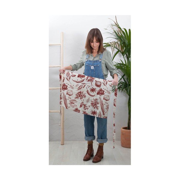 Gėlėta prijuostė su linu Really Nice Things Delantal Raudonieji pipirai-image-1