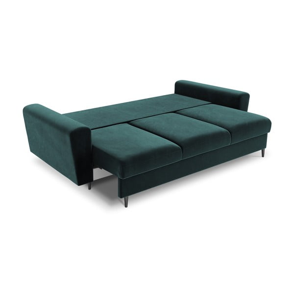 Smaragdinės spalvos iš velveto sulankstoma/su sandėliavimo vieta sofa 235 cm Kyoto – Cosmopolitan Design-image-2