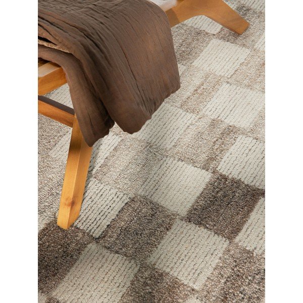 Rankų darbo kreminės spalvos iš vilnos kilimas 80x150 cm Boho 1.0 Quadra – Vikosa-image-3