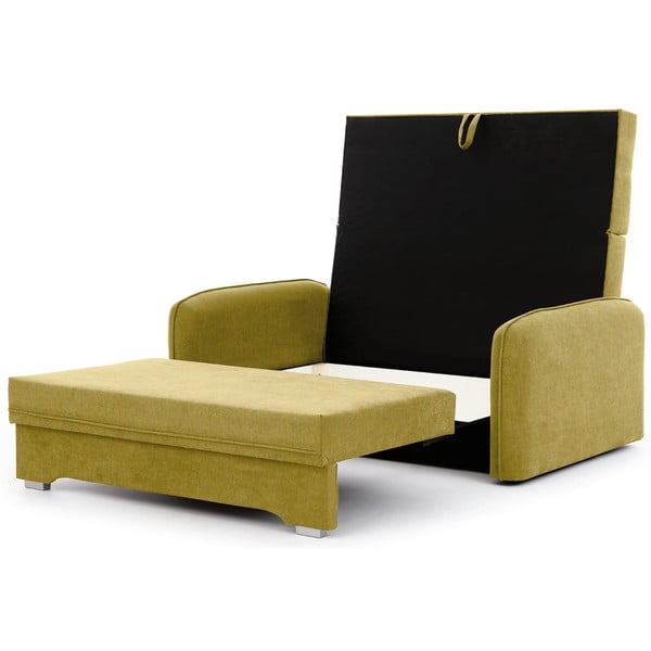 Geltonos spalvos iš šenilinio audinio sulankstoma/su sandėliavimo vieta sofa 155 cm Laine – ELTAP-image-2