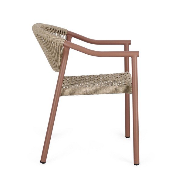 Raudonos spalvos/natūralios spalvos metalinė sodo kėdė Canarias – Bizzotto-image-3