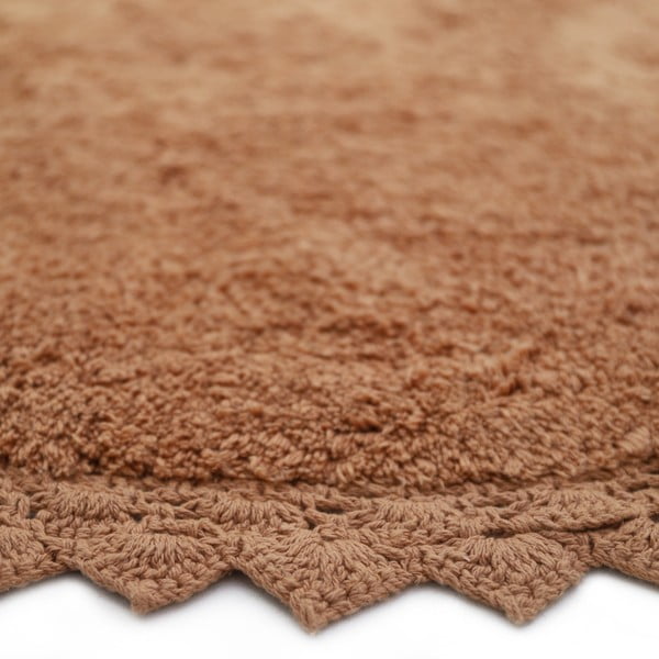 Skalbiamas/rankų darbo iš medvilnės apvalios formos kilimas raudonos plytų spalvos ø 110 cm Perla Toffee – Nattiot-image-4