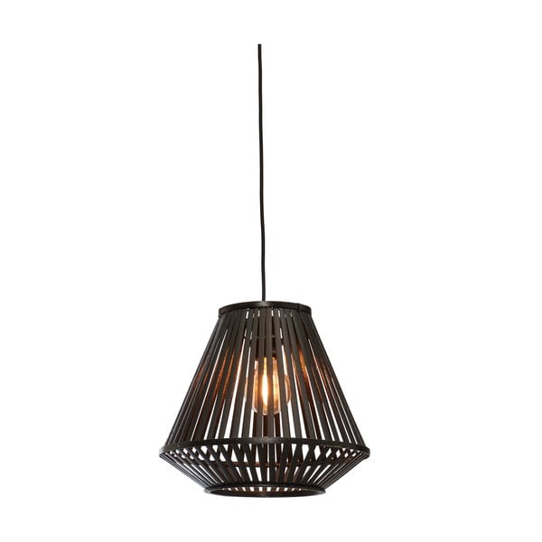 Kabantis šviestuvas juodos spalvos ø 30 cm su bambukiniu gaubtu Merapi – Good&Mojo