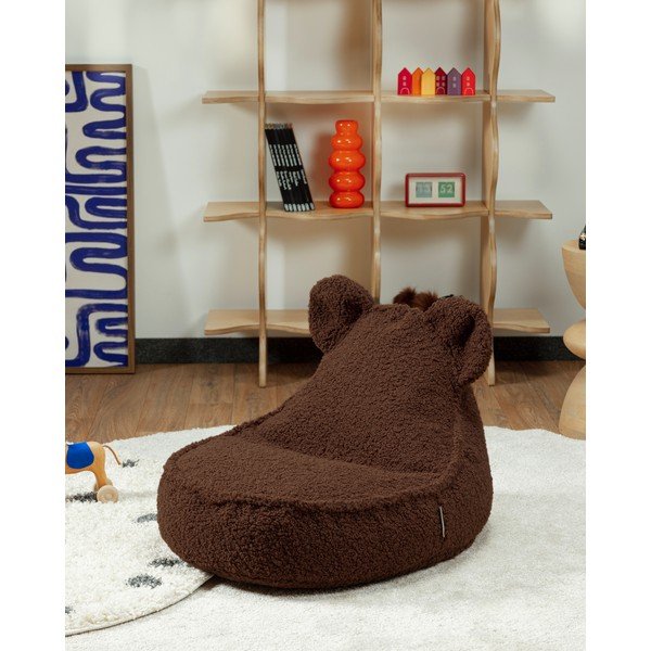 Tamsiai rudos spalvos vaikiškas sėdmaišis iš boucle Warm Hazel – Wigiwama-image-3