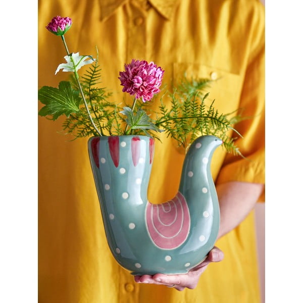 Iš akmens masės dažyta rankomis vaza žalios spalvos (aukštis 19 cm) Trudy – Bloomingville-image-3
