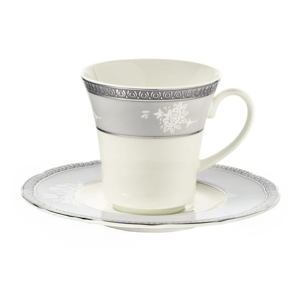 6 porcelianinių puodelių ir lėkštelių rinkinys "Kutahya Macchiato", 80 ml