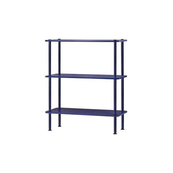 Mėlynos spalvos pastatoma lentyna iš ąžuolo 80x90,5x35 cm Teidi – noo.ma