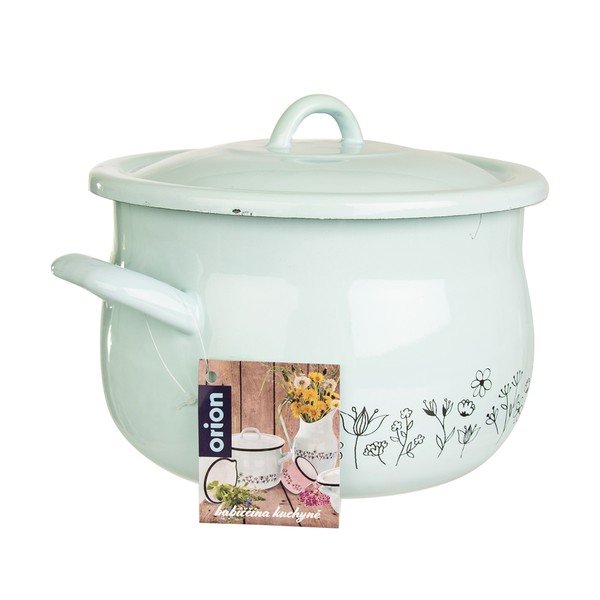 Mėtų žalios spalvos emaliuotas puodas su dangčiu Orion Meadow, 4,8 l-image-1