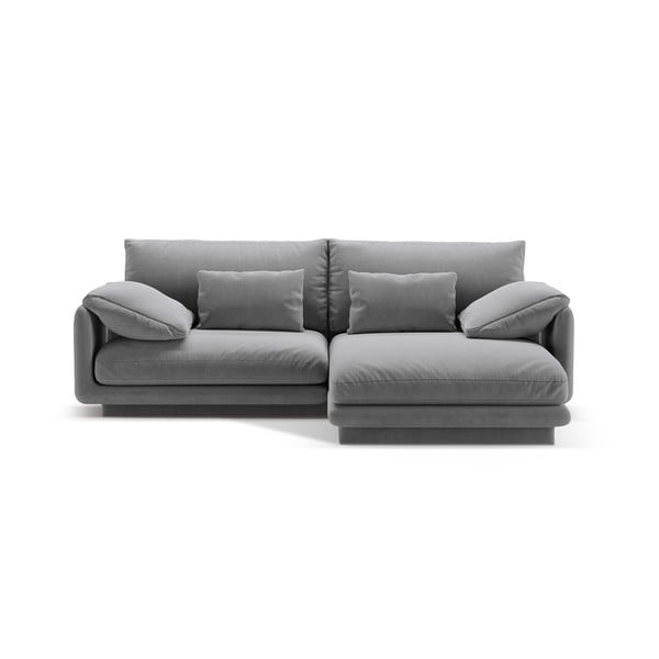 Iš velveto kampinė sofa šviesiai pilkos spalvos (su dešiniuoju kampu/su gultu) Torino – Micadoni 