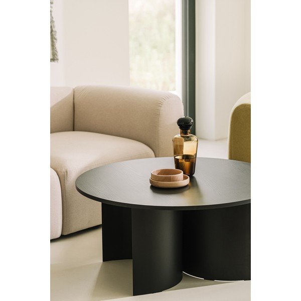 Juodos spalvos apvalios formos kavos staliukas su uosio dekoro stalviršiu ø 95 cm Gavo – noo.ma-image-3