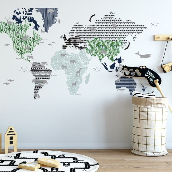 Sienos lipdukas Dekornik Navy Blue Map, 120 x 70 cm-image-2