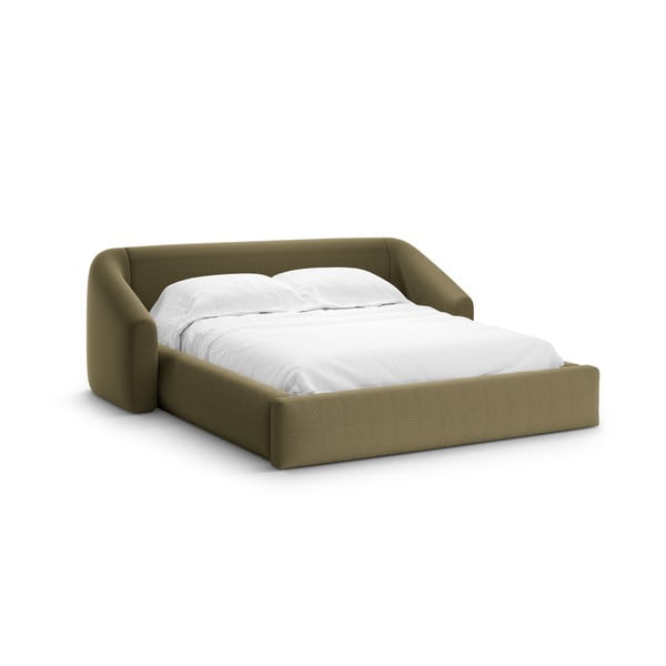Žalios spalvos dvigulė lova audiniu dengta su sandėliavimo vieta su lovos grotelėmis 180x200 cm Campi – Cosmopolitan Design