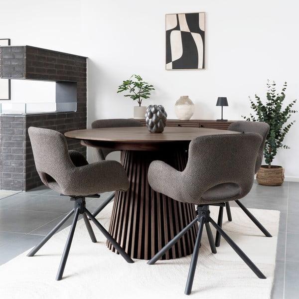 Apvalios formos prailginamas valgomojo stalas su ąžuolo dekoro stalviršiu ø 120 cm Osaka – House Nordic-image-1