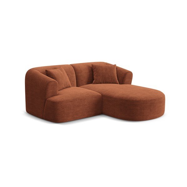 Terakotos spalvos kampinė sofa iš kordinio velveto (su dešiniuoju kampu/su gultu) Campi – Cosmopolitan Design-image-1