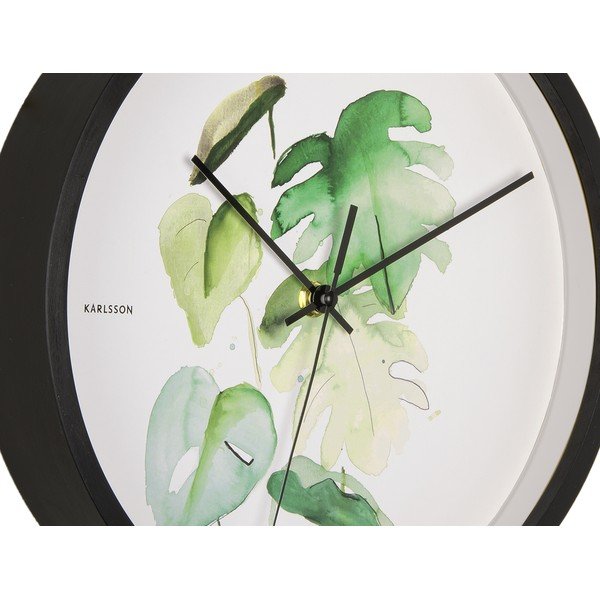 Žalias ir baltas sieninis laikrodis juodame rėmelyje Karlsson Monstera, ø 26 cm-image-4