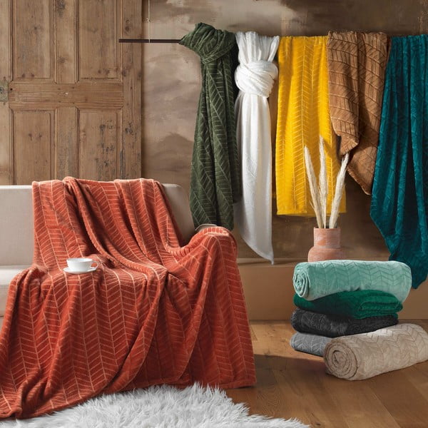 Iš mikroflanelės lovatiesė raudonos plytų spalvos 180x220 cm Arya – douceur d'intérieur-image-3