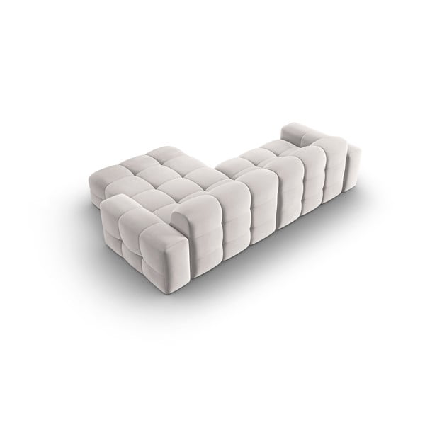 Šviesiai pilka aksominė kampinė sofa (dešinysis kampas) Kendal - Micadoni Home-image-4