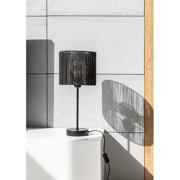 Stalinis šviestuvas juodos spalvos (aukštis 48 cm) su pintos nendrės gaubtu Foresto – GTV-image-1