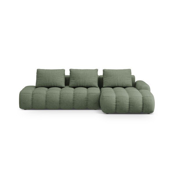 Žalios spalvos sulankstoma/su sandėliavimo vieta kampinė sofa (su dešiniuoju kampu/su gultu) Linz – Cosmopolitan Design
