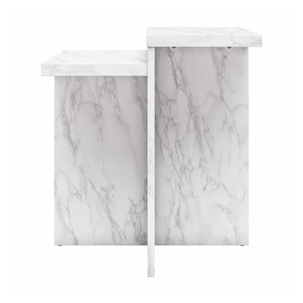 Kavos staliukas baltos spalvos su marmuro dekoru 56x56 cm Brielle – CosmoLiving by Cosmopolitan-image-2