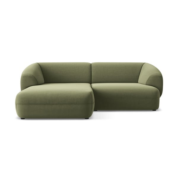 Žalios spalvos iš velveto kampinė sofa (su kairiuoju kampu) Moana – Makamii