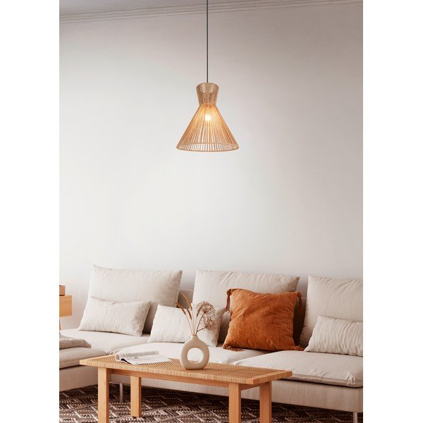 Natūralios spalvos iš metalo kabantis šviestuvas ø 35 cm su gaubtu iš virvės Rosalie – Reality-image-1