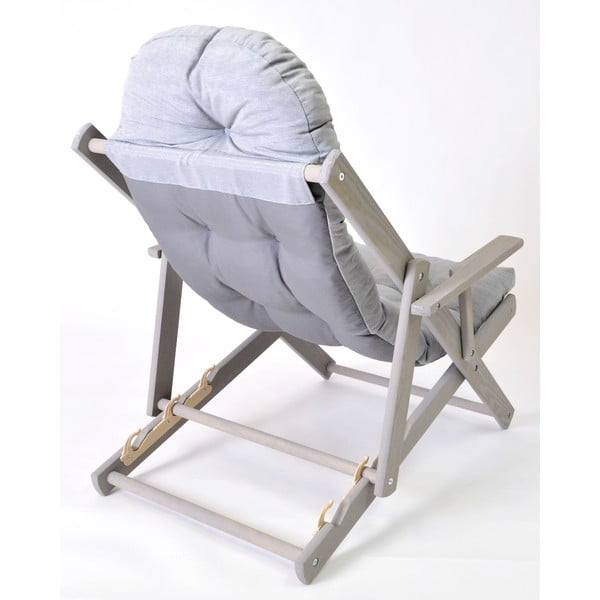 Medžio masyvo sulankstomas sodo šezlongas pilkos spalvos Borneo – Rojaplast-image-2