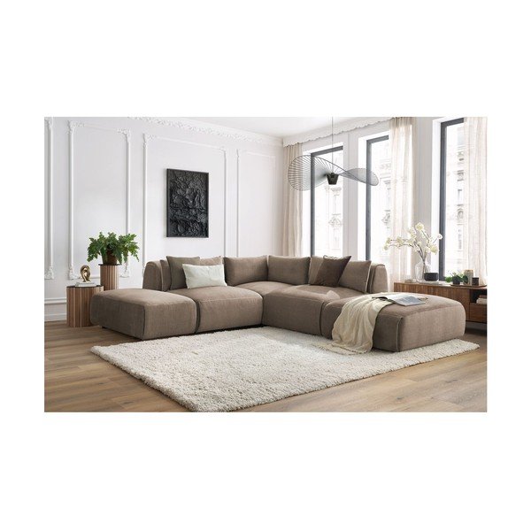 Taupe spalvos modulinė kampinė sofa iš velveto Jeanne – Bobochic Paris-image-1