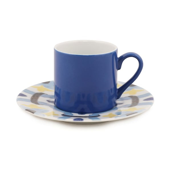 4 puodelių ir lėkščių rinkinys Kütahya Porselen Geometric, 90 ml-image-4