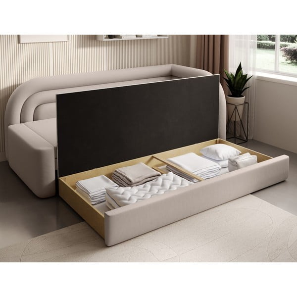 Smėlio spalvos iš velveto sulankstoma/su sandėliavimo vieta sofa su dešiniuoju kampu 223 cm Fabillo – ELTAP-image-4