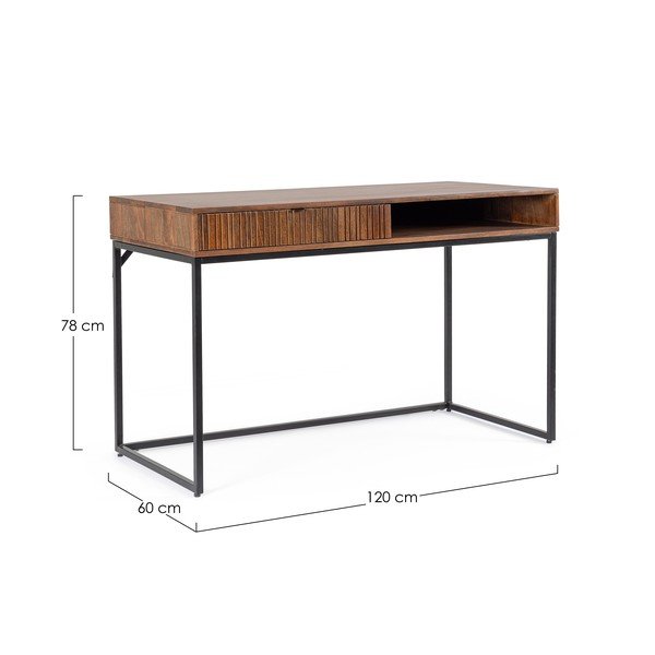 Iš mango medžio paviršiaus rašomasis stalas 60x120 cm Tadita – Bizzotto-image-4