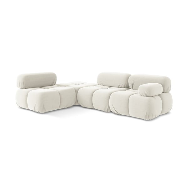 Baltos spalvos iš velveto modulinė kampinė sofa (su kairiuoju kampu) Lokua – Makamii-image-3
