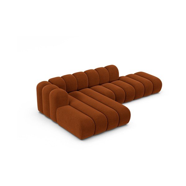 Kampinė sofa oranžinės spalvos (su kairiuoju kampu) Lupine – Micadoni Home-image-2