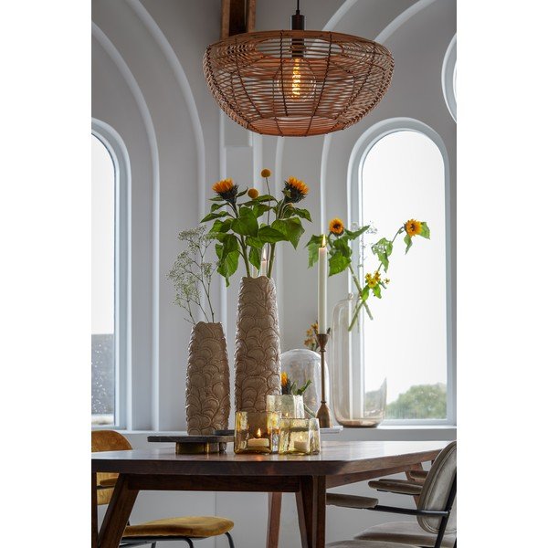 Natūralios spalvos lubinis šviestuvas su rotango gaubtu ø 50 cm Milan - Light & Living-image-2
