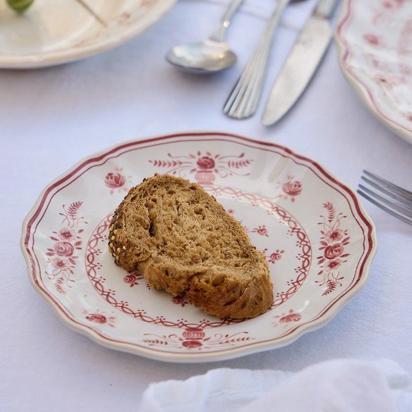 Raudonos spalvos/baltos spalvos desertinė iš akmens masės lėkštė ø 17 cm Vila – Costa Nova-image-1