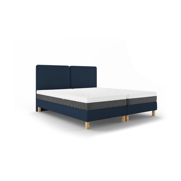 Tamsiai mėlyna dvigulė lova Mazzini Beds Lotus, 140 x 200 cm