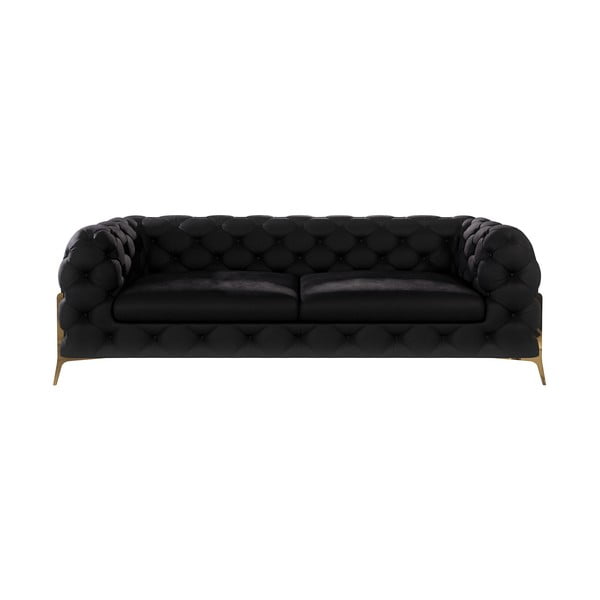 Juodos spalvos iš velveto sofa 225 cm Chelsea Bis – Ropez