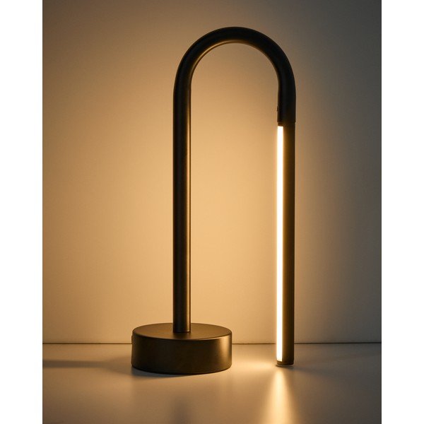 Juodos spalvos iš metalo stalinis šviestuvas LED (aukštis 30 cm) Bow – Kave Home-image-1