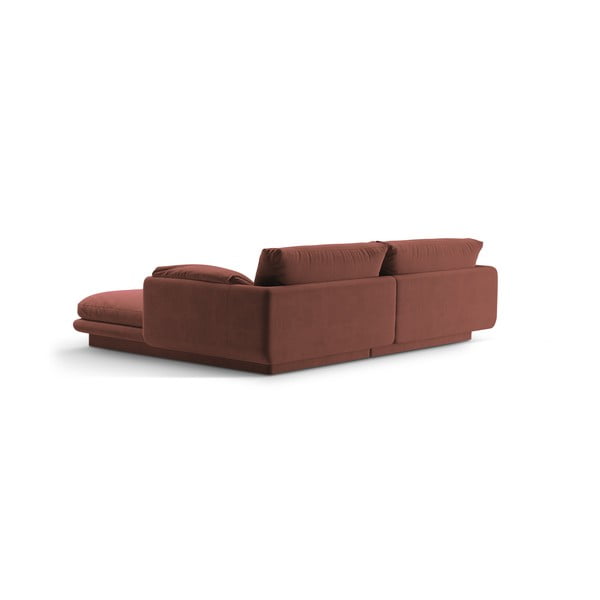 Iš velveto kampinė sofa rožinės spalvos (su kairiuoju kampu/su gultu) Torino – Micadoni -image-3