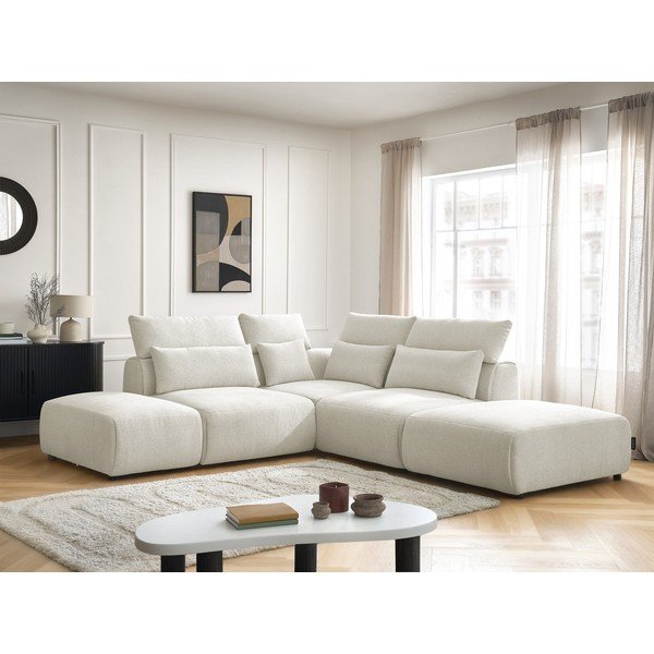 Baltos spalvos reguliuojama modulinė kampinė sofa Jana – Bobochic Paris-image-1