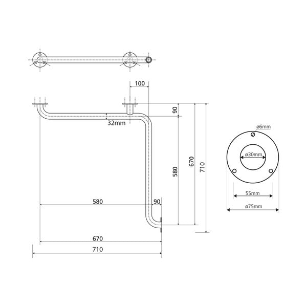 Sieninė iš nerūdijančio plieno rankena 71 cm Handicap – Sapho-image-2